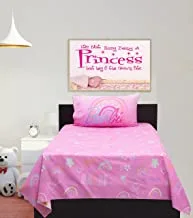 Kidz Klub Barbie Doll Shine ملاءة سرير توأم من قطعتين - قماش 144TC بولي قطن مطبوع - الحجم: قطعة واحدة ملاءة سرير 160 × 240 سم + كيس وسادة واحد 50 × 75 سم