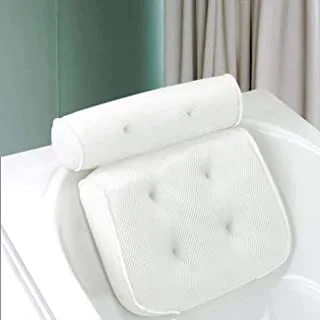 SKY-TOUCH Bath Pillow Bathtub Anti-Slip Headrest for Head, Neck and Shoulder Support, Bath Pillow Fits All Bathtub, Hot Tub and Home Spa, white, 00093