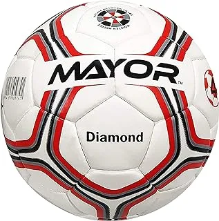 MAYOR Diamond White, Red & Black PU Hand Stitched Football (Size 5)