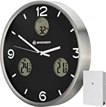 Bresser wall clock, brushed aluminium, black, 30 cm