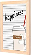 LOWHA happiness cafe Wall Art with Pan Wood framed Ready to hang for home, bed room, office living room Home decor hand made wooden color 23 x 33cm By LOWHA