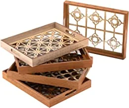 Kavsan wooden serving tray with glass top 40x30x4cm