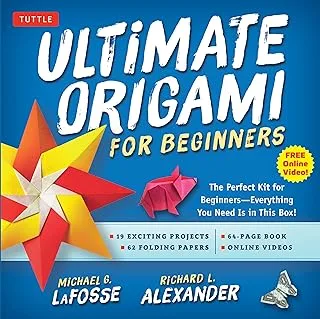 مجموعة Ultimate Origami للمبتدئين: المجموعة المثالية للمبتدئين - كل ما تحتاجه موجود في هذا الصندوق!: تتضمن المجموعة كتاب أوريغامي ، 19 مشروعًا ، 62 ورقة أوريغامي وتعليمات الفيديو