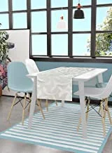 Home Town Self Design Jaquard/Polyester White Table Runner,33X180Cm