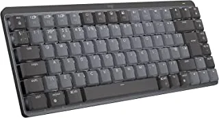 لوحة مفاتيح لوجيتك MX ميكانيكية صغيرة مضيئة لاسلكية ، مفاتيح النقر ، إضاءة خلفية ، بلوتوث ، USB-C ، macOS ، Windows ، Linux ، iOS ، Android ، معدن - جرافيت