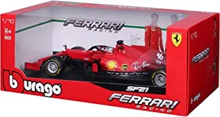 Bburago 1/18 Ferrari SF21 Charles Leclerc Formula One Racing Car, Red