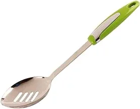 Meadows Slotted Spoon, Green/Silver