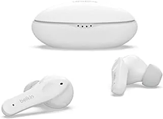 Belkin SOUNDFORM Nano, True Wireless Earbuds for Kids, 85dB Limit for Ear Protection, Earphones for Online Learning, School, IPX5 Certified, 24 H Play Time for iPhone, Galaxy, Pixel and More – White