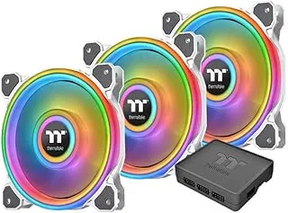 Thermaltake Riing Quad 14 RGB Radiator Fan TT Premium Edition 3 Fan Pack - NeonMaker Light Editing Software - Hydraulic Bearing with Low-Noise Design - 9 Fan Blade - White (Controller included)