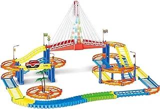 PJ Power Joy Vroom Vroom Magic Track Bridge Set ، تعمل بالبطارية