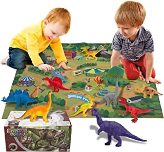 مجموعة ألعاب ديناصور من فايلور ، 70 × 80 سم ، حصيرة لعب ناعمة مع 24 قطعة من الديناصورات الواقعية بما في ذلك T-Rex ، ترايسيراتوبس ، فيلوسيرابتور ، مجموعة لعب داخلية للأولاد والبنات لخلق عالم دينو ، G7360