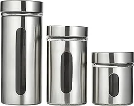Harmony Glass Canister With Stainless Steel Coat - 3 Pieces Set