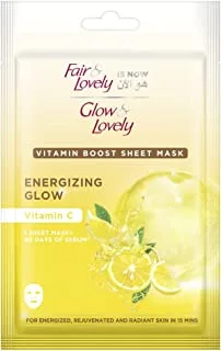 Glow & Lovely Vitamin Boost Sheet Mask For Rejuvinated Radiant Skin Energizing Glow With Vitamin C 20G