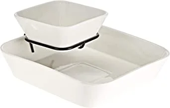 Symphony square chip n dip with rack - white