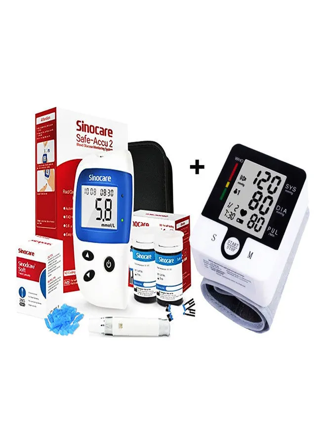 SINOCARE Blood Pressure Monitor With 50 Test Strips And Lancets