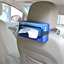 SHOWAY Car tissue paper box holder Auto rear seat headrest support Hold Clip Sun Visor Tissue Box Holder,Car Mount Organizer (Black)
