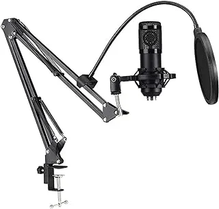Twisted Minds W104 – Desk-Mounted USB Condenser Microphone for PC, PS4, PS5 and Mac, Uni-directional Polar Pattern, Microphone Boom Stand Great for Gaming, Streaming & Podcasts