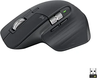 Logitech MX Master 3S - Wireless Performance Mouse with Ultra-fast Scrolling, Ergo, 8K DPI, Track on Glass, Quiet Clicks, USB-C, Bluetooth, Windows, Linux, Chrome - Graphite, One Size, 910-006559