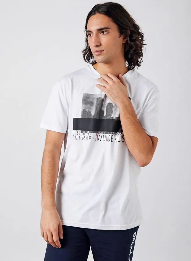 trendyol Front Graphic T-Shirt White/Black/Grey