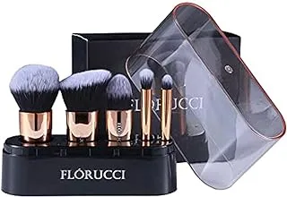Florucci Professional Makeup Brush Set with Storage Case (Black) 5 Pieces