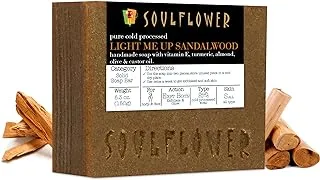 Soulflower Handmade Solid Soap Bars (Light Me Up Sandalwood Soap, Pack of 1)