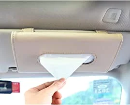SHOWAY Car Tissue Box Sun Visor Napkin Rack PU Leather Black Tissue Dispenser Hanging Case Door Back Seat Pocket Interior Accessories Pouch Towel Refill Box Trash Bag Organizer Gift (Black)