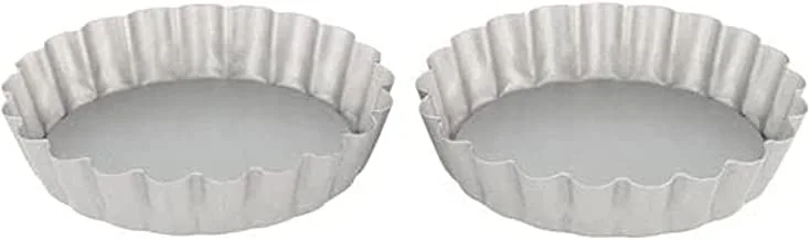 Hema Round Steel Quiche Baking Pan 2-Pack, 10 cm Diameter, Silver