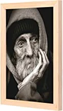 LOWHA Old Man Black white Wall Art with Pan Wood framed Ready to hang for home, bed room, office living room Home decor hand made wooden color 23 x 33cm By LOWHA