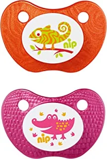 nip Feel! Soothers Silicone, 0-6M made in Germany, pink & orange, 2 pcs
