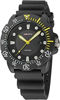 M-WATCH Swiss Made Aqua Men's Watch, Luminous Hands, Date Function and Bezel, Black Silicone Strap Water Resistant, WYY.92220.RB