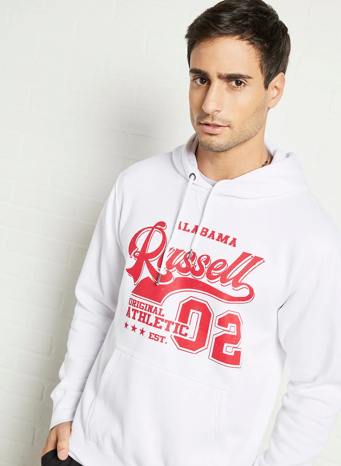 Russell Athletic Logo Chest Print Hoodie White