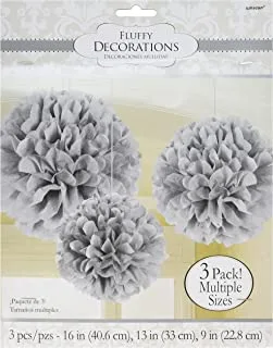 Amscan Silver Fluffy Tissue Paper Decorations 40.6Cm