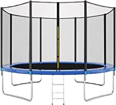 SKY TOUCH Outdoor Trampoline for Kids Adult, Large Bungee Bed Jumping Mat and Spring Cover Padding with Safety Enclosure Net, Parent Child Interactive Game Fitness Equipment 12FT, Blue