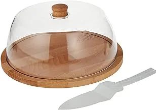 Obje Plastik Round Cake Stand with Dome Fruit Platter Serving Tray, 29 cm Size