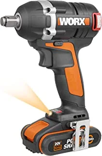WORX 20V BL Impact Wrench, 100/180/300 N.m, 2 * 2.0Ah, 1hr charger, injection box