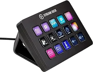Elgato Stream Deck MK.2 – Studio Controller, 15 macro keys, trigger actions in apps and software like OBS, Twitch, ​YouTube and more, works with Mac and PC, Black
