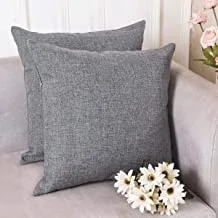 In House Grey Linen Decorative Solid Filled Cushion, 45 * 45 centimeter