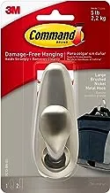 Command Classic Nickel Large Hook Silver color, 1 hook and 2 strips/pack | Holds 2.2 kg each hook | Organize | Decoration | No Tools | Holds Strongly | Damage-Free Hanging