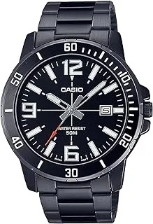 Casio Watch Men'sAnalog Black Dial Stainless Steel Black Ion Plated Band and Case MTP-VD01B-1BVUDF.