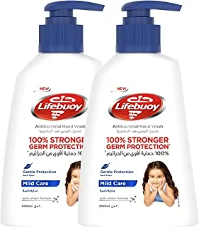 Lifebuoy Antibacterial Liquid Soap and Hand Wash, For hand hygiene, Mild Care, 100% stronger germ protection*, 200ml (Pack of 2)