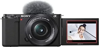 Sony Alpha ZV-E10L APS-C Mirrorless camera with 16-50 mm f/3.5-5.6 (Vari-Angle Screen for vlogging 4K Video Real-time Eye Autofocus) Black KSA Version With KSA Warranty Support