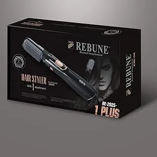 REBUNE-Beyound imagination- Hair Styler with 1 attachment- professional - RE-2025-1PLUS, BLACK
