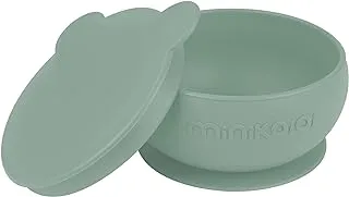 Minikoioi Silicone Bowly with Lid and Suction Base, River Green