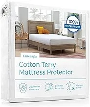 Linenspa Cotton Terry Waterproof Mattress Protector - Top Protection Mattress Cover - Dorm Room Essentials - Twin XL, White