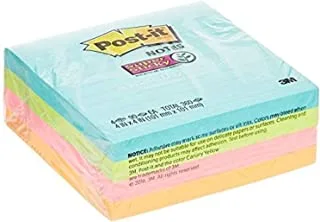 Post-it Super Sticky Notes Lined 4 x 4 in (101 x 101 mm) 675 | Miami Assorted colors | Extra Sticky Notes | For Note Taking, To Do Lists | Clean Removal | Recyclable | 90 sheets/pad | 4 pads/pack