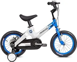 Mogoo Spark Kids Magnesium Alloy Lightweight Bike for 2-4 Years Old Boys Girls, Adjustable Height, Disc Handbrakes, Reflectors, Gift for Kids, 12-Inch Bicycle with Training Wheels - Blue