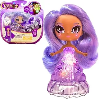 Crystalina Dolls - Amethyst Girls Collectible Toys with Color Changing LED Dress and Amulet Necklace