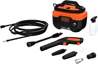 Black & Decker |1300W, 110 Bar Corded Pressure Washer |Horizontal| Portable and easy to store |Orange + Black | BEPW1300H-B5 | 2 Years Warranty