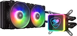 Cougar Gaming Cpu Liquid Cooler Aqua Argb, Exclusive Fan For Radiator, Argb Water Block, Remote Lighting Controller, Argb Sync With Motherboard, 280mm (140mm * 2 Fans)