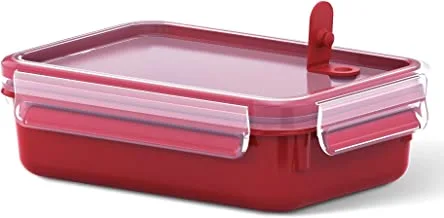 Tefal Master Seal Micro Rectangle Food Storage, Red/Clear, 0.8 Litre
